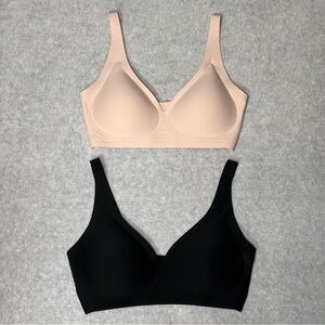 SheCurve Bundle of 2 Smoothing Seamless Wireless Bras-Black and Nude-Women Small